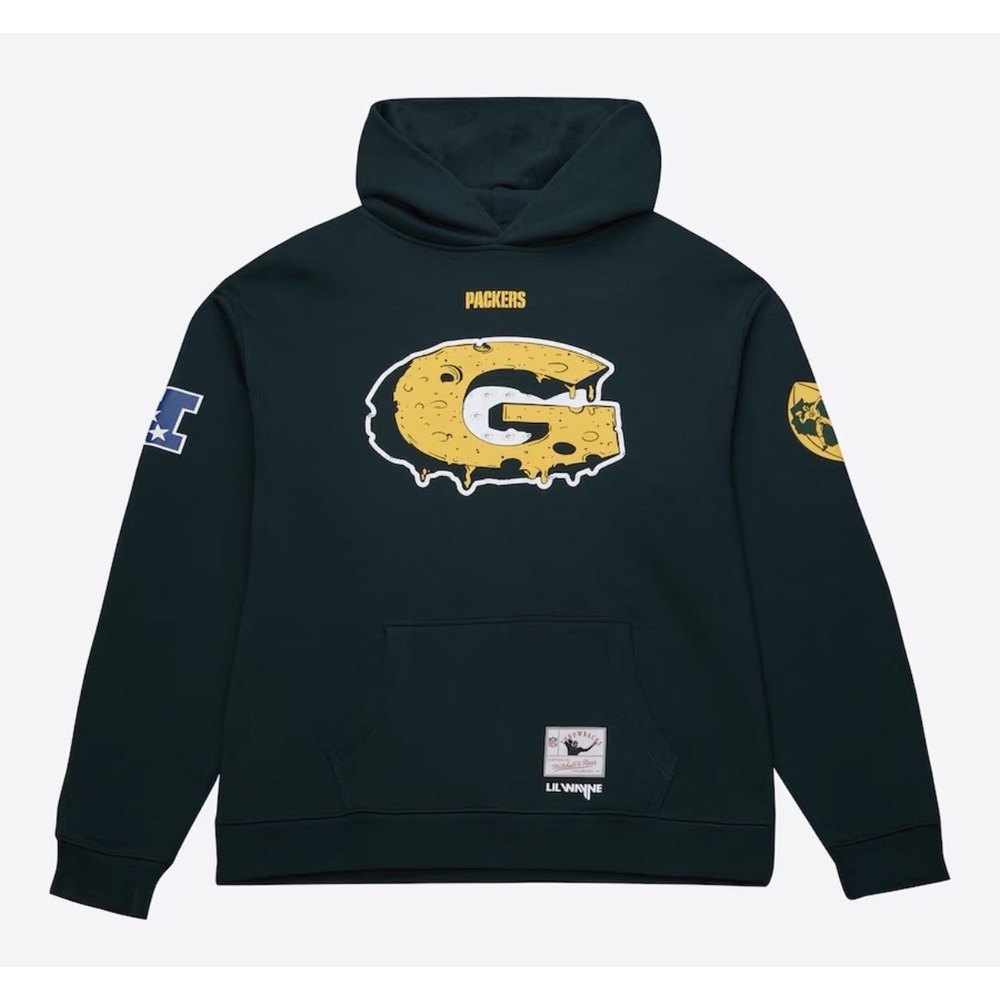 GREEN BAY PACKERS Mitchell & Ness LIL WAYNE Limited Green Melt‎ Hoodie XL NWOT